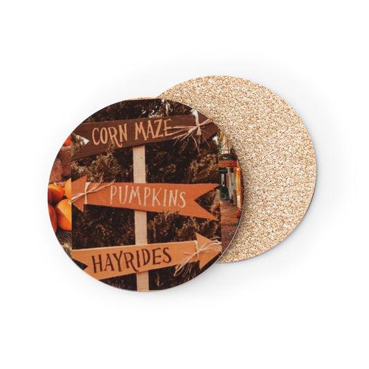 Fall Harvest Coasters | Rustic Pumpkin & Hayride Design | Autumn Home Decor, Thanksgiving Table Setting, Seasonal Gift - Seasonly