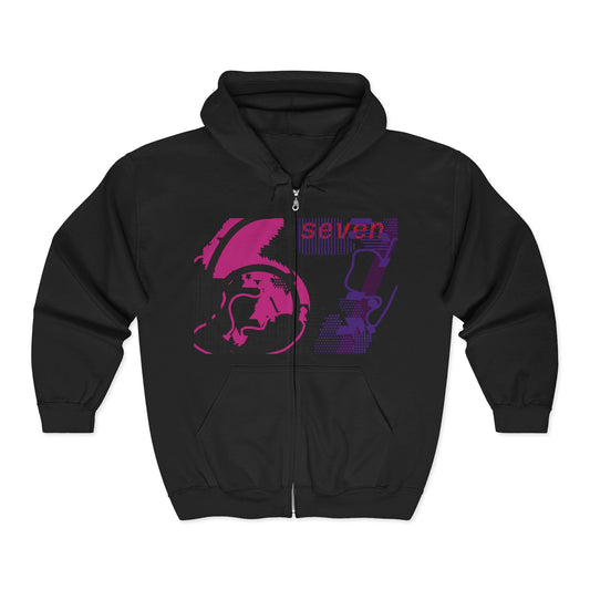 Funky Graphic Zip - Up Hoodie, Unisex Hoodie, Streetwear Sweatshirt, Birthday Gift, Casual Jacket, Graphic Apparel - Seasonly