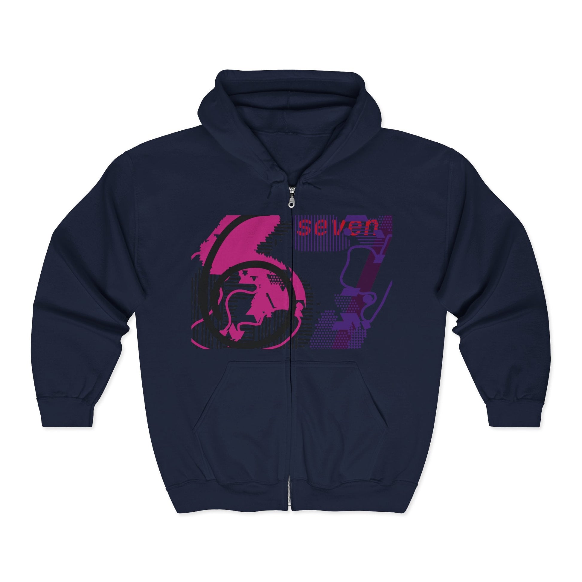 Funky Graphic Zip - Up Hoodie, Unisex Hoodie, Streetwear Sweatshirt, Birthday Gift, Casual Jacket, Graphic Apparel - Seasonly