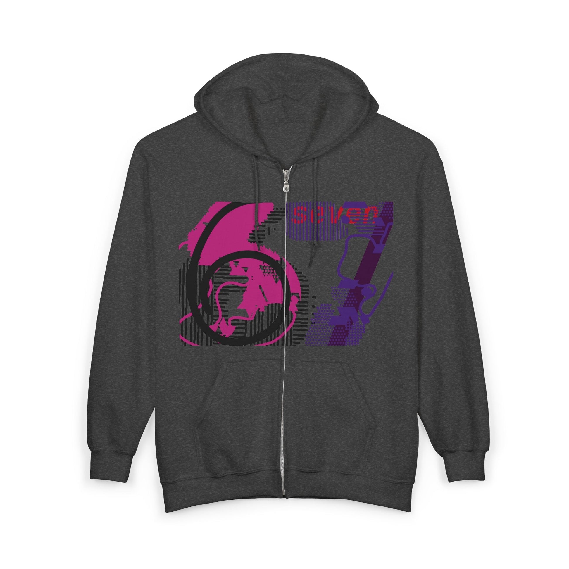 Funky Graphic Zip - Up Hoodie, Unisex Hoodie, Streetwear Sweatshirt, Birthday Gift, Casual Jacket, Graphic Apparel - Seasonly