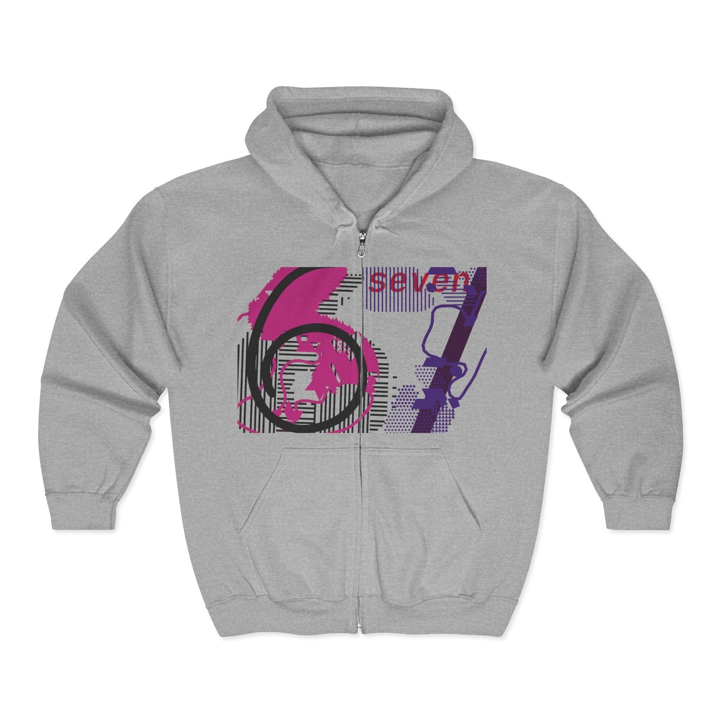 Funky Graphic Zip - Up Hoodie, Unisex Hoodie, Streetwear Sweatshirt, Birthday Gift, Casual Jacket, Graphic Apparel - Seasonly