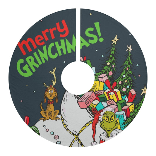 Merry Grinchmas Christmas Tree Skirt, Holiday Decor, Festive Gift, Winter Home Accessory, Grinch Tree Skirt, Family Christmas Decoration - Seasonly