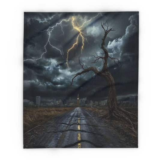 Stormy Lightning Fleece Blanket, Cozy Home Decor, Gothic Wall Art, Unique Gift, Halloween, Movie Night Blankets, Fantasy Decor - Fallhaul